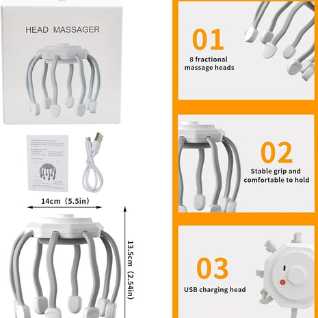 Hair Scalp Massager with 8 Vibrating Contacts