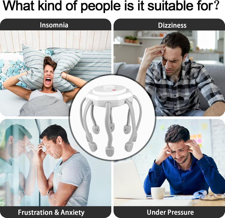 Hair Scalp Massager with 8 Vibrating Contacts